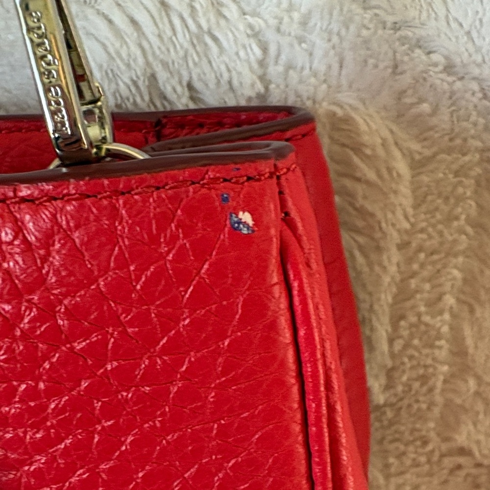 kate spade vibrant red pebbled leather satchel - Picture 7 of 16